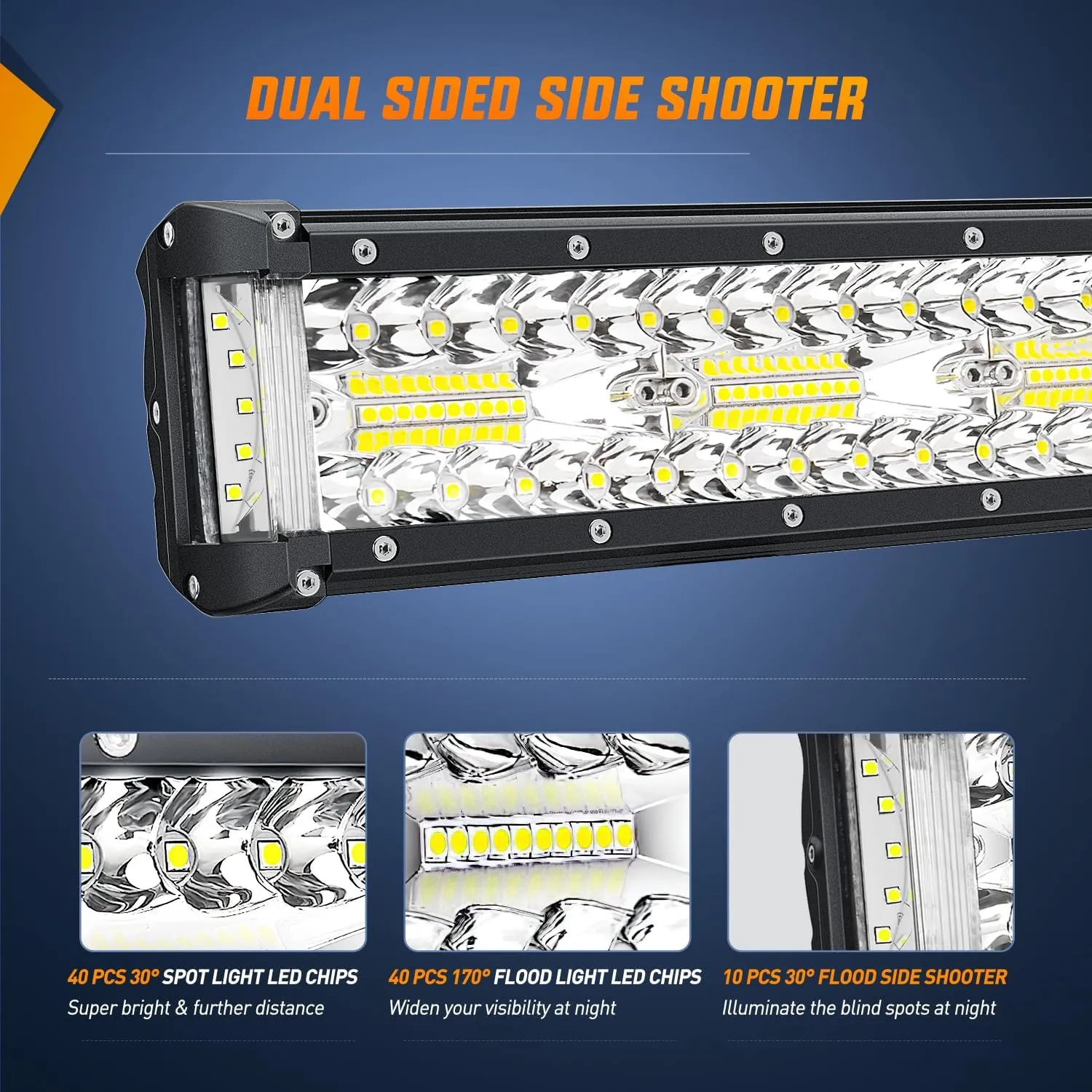 12 Inch 270W Side Shooter Triple Row Spot/Flood LED Light Bars