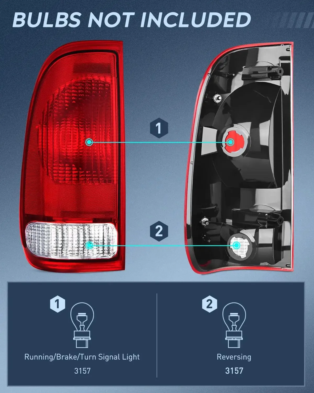 1997-2003 Ford F150 1997-1999 Light Duty 1999-2007 Ford Super Duty Tail light Assembly Red Housing Rear Lamp Replacement OE Style Driver Side