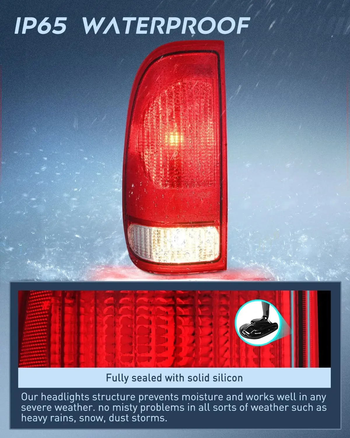 1997-2003 Ford F150 1997-1999 Light Duty 1999-2007 Ford Super Duty Tail light Assembly Red Housing Rear Lamp Replacement OE Style Driver Side
