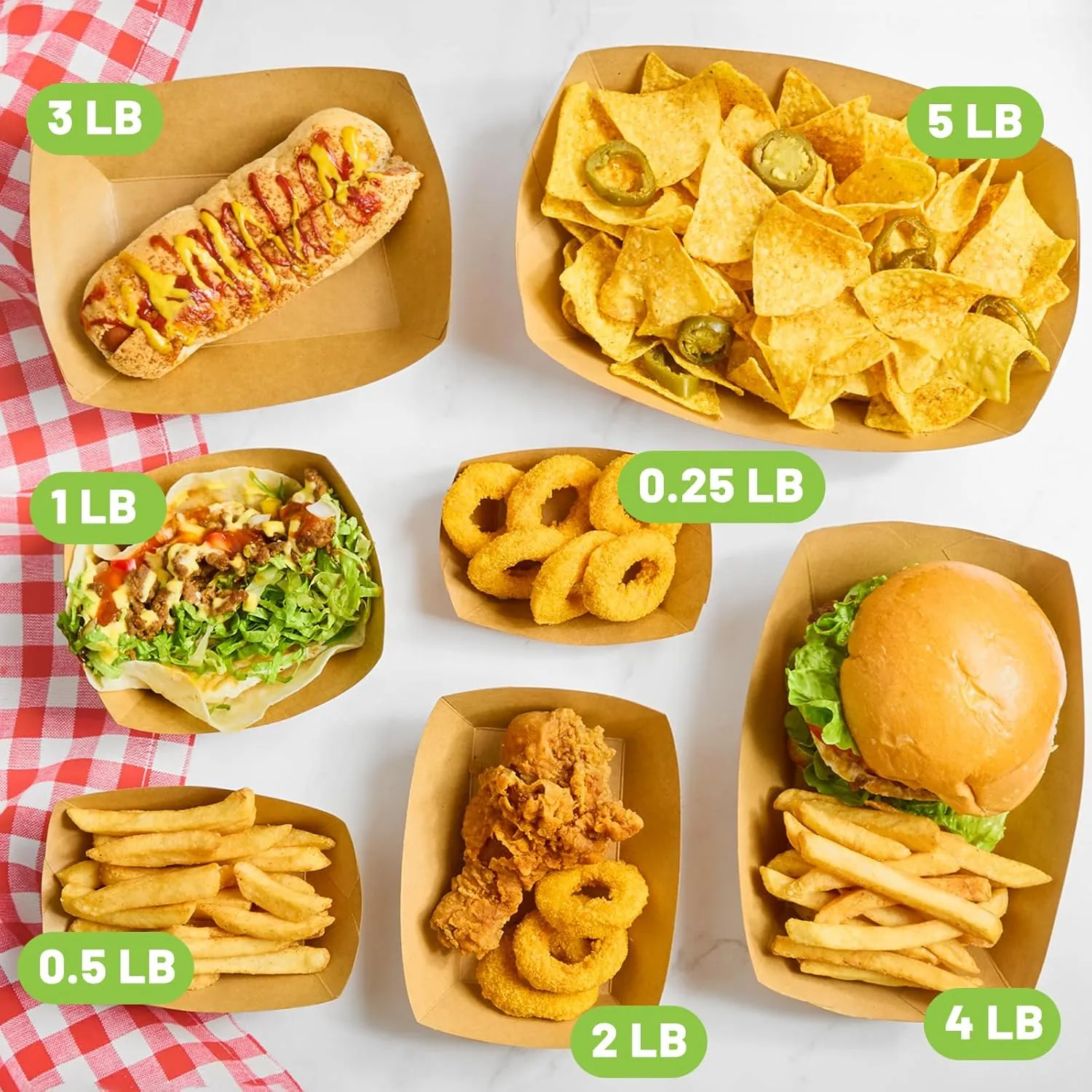 2 Lb Paper Food Trays - 200 Pack Disposable Nacho Trays Brown Food Boats Take Out Basket Holders for Serving Party Snacks Hot Dogs Tacos Fries