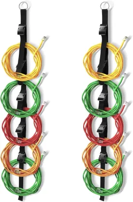 2 Pcs Extension Cord Organizers and Storage Garage Extension Cord Holder with 5 Slots Organizer Black Cord Organizer Straps for Vertical Space Cable Hose Rope String Lights