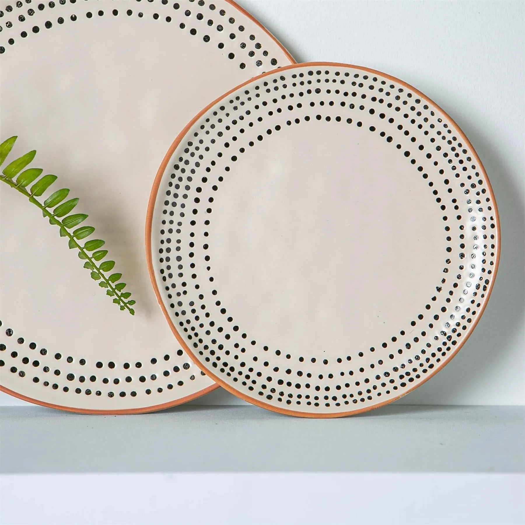 20.5cm Spotted Rim Portuguese Stoneware Side Plates - Pack of Four - By Nicola Spring