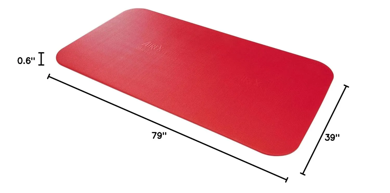 AIREX Corona 200 Premium Exercise Mat for Yoga, Physical Therapy, Rehabilitation, Balance & Stability Exercises, Pilates, Aerobics 78" x 39", Red