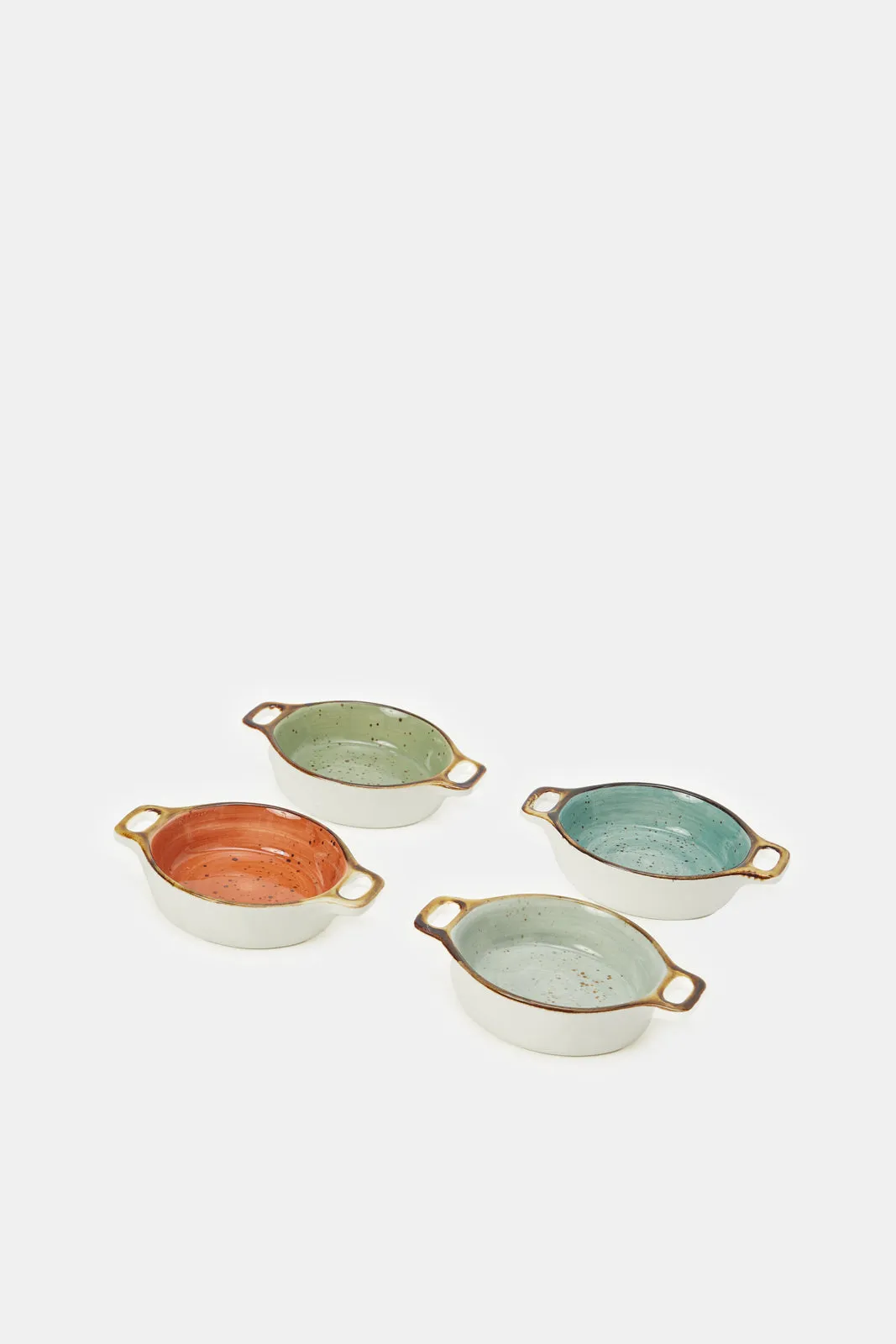 Assorted Round Shape Small Dish Set With Handle (4 Piece)