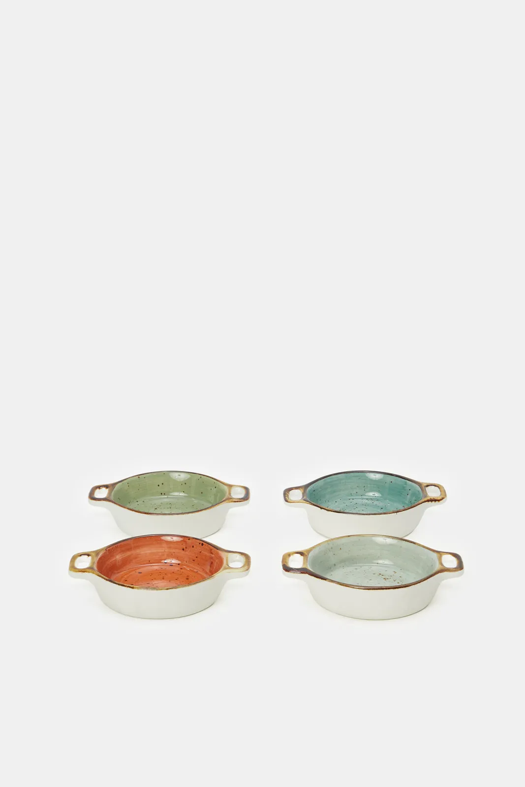 Assorted Round Shape Small Dish Set With Handle (4 Piece)