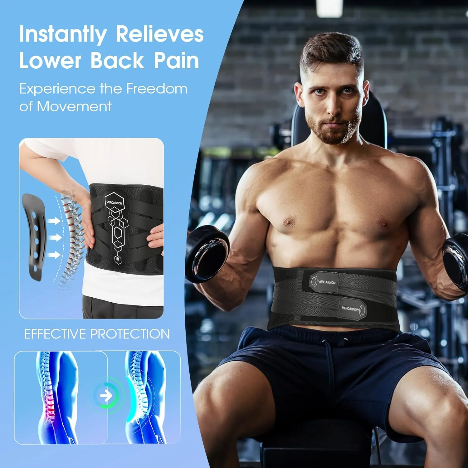 Back Brace for Lower Back Pain Relief, 3D Lumbar Pad & 6X Support Belt with Pulley System for Men & Women, Ergonomic Design with Soft Breathable Knit Material, Ideal for Herniated Disc & Sciatica (Large) (Medium)