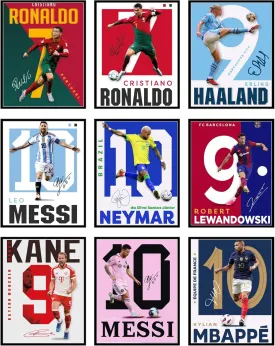 BigWig Prints Soccer Poster - Soccer Posters For Boys Bedroom, Messi And Ronaldo Poster, Messi Posters For Boys Bedroom, Soccer Wall Art, Messi Wall Art, Ronaldo Posters - Unframed Set Of 9 (8x10)