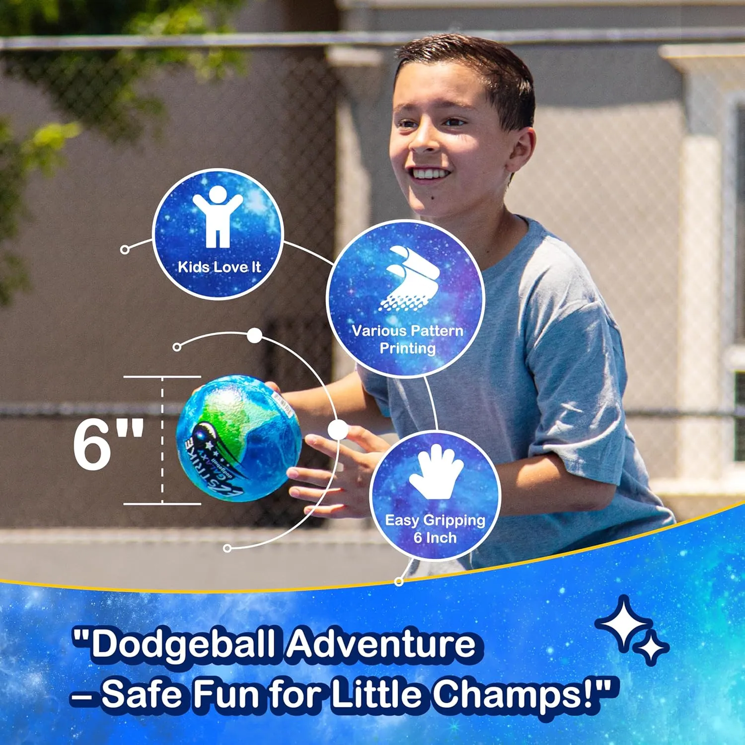 Dodgeballs, Foam Playground Ball Set, 6 Dodge Balls Kick Ball for Kids&Adults, Hand Ball for Outdoor&Indoor with Mesh Storage Bag