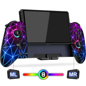 Gammeefy Switch Hall Effect - JC200 Switch Pro Controller for Nintendo Switch - One Piece Joypad with 9 Color Lights - Handheld Mode