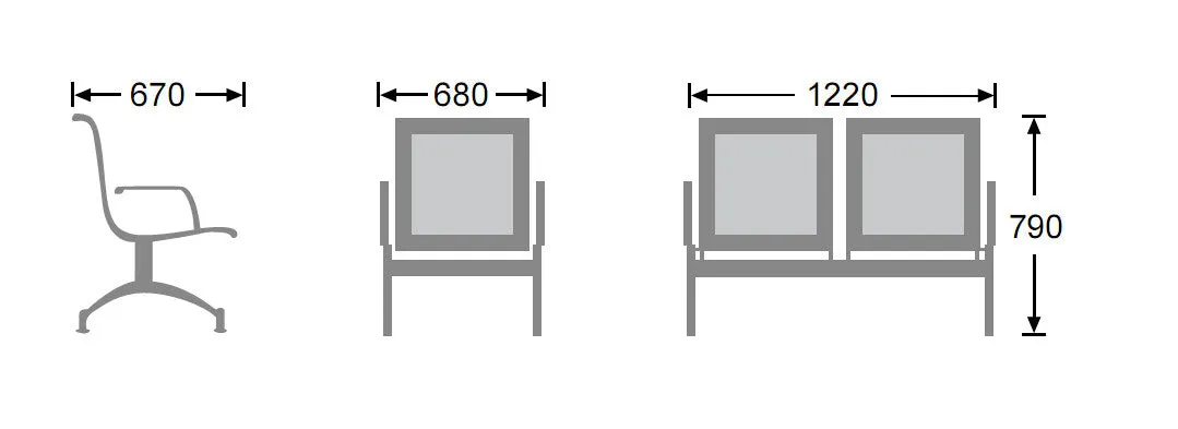Heavy Duty Standard Steel 2 Seater