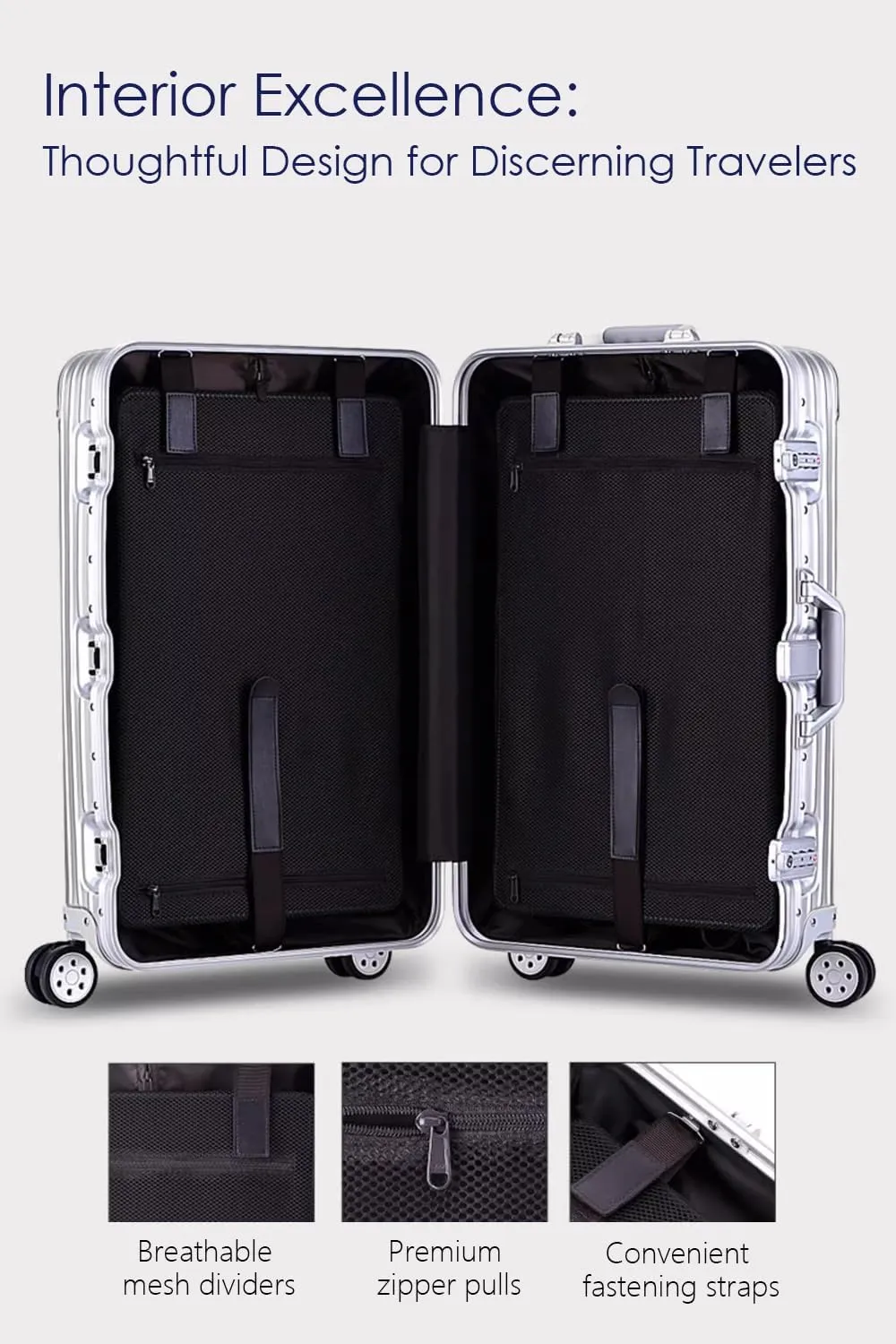 HotWay 28 Inch All Aluminum Checked in Luggage with Wheels, Hard Shell Zipperless Suitcase with TSA Locks, Large Travel Luggage, Silver
