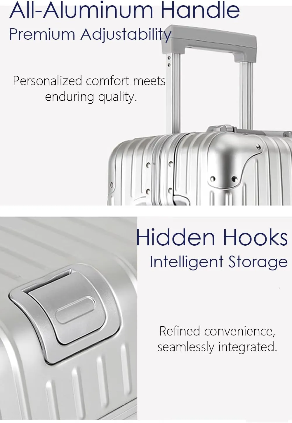 HotWay 28 Inch All Aluminum Checked in Luggage with Wheels, Hard Shell Zipperless Suitcase with TSA Locks, Large Travel Luggage, Silver