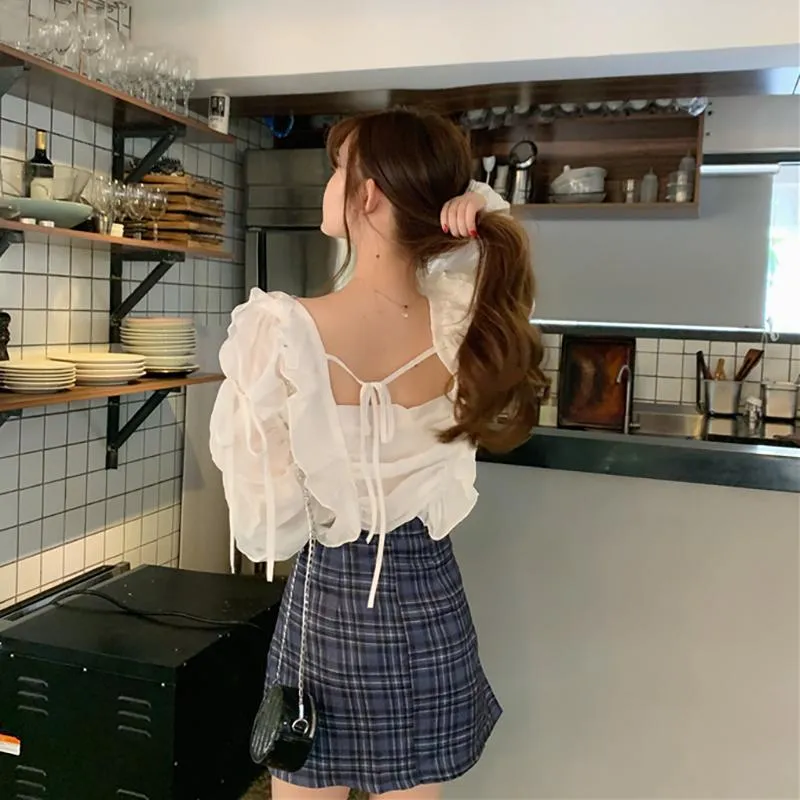 Kawaii  Drapes Puff Sleeved Shirt
