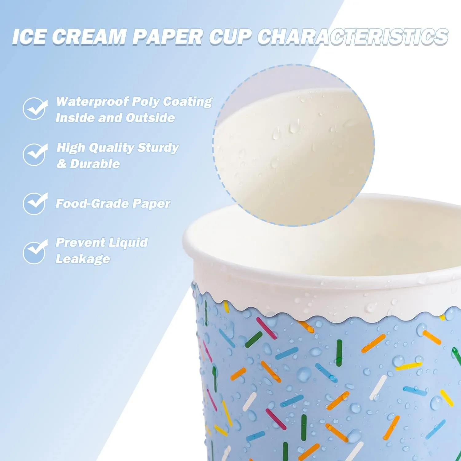 Lamosi Ice Cream Bowls Disposable - 100 Count - 11 oz Paper Ice Cream Sundae Cups, Party Supplies Food Containers for Dessert Snack Frozen Yogurt Soup