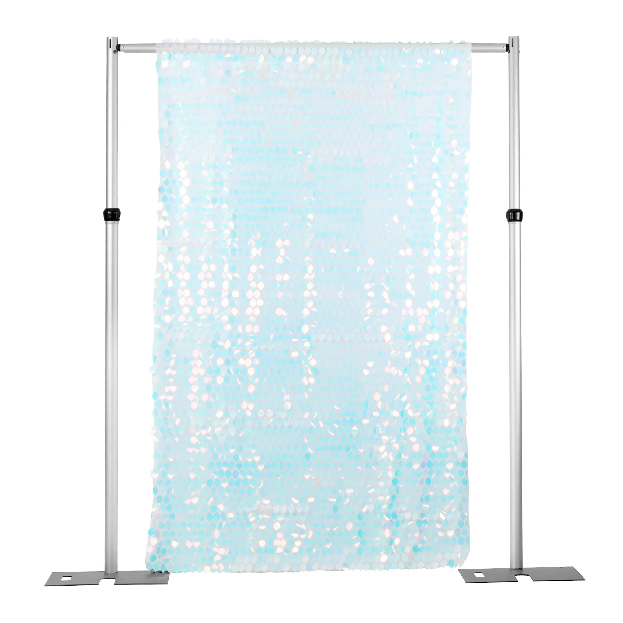 Leaf Payette Sequin 10ft H x 52" W Drape/Backdrop panel - Iridescent White