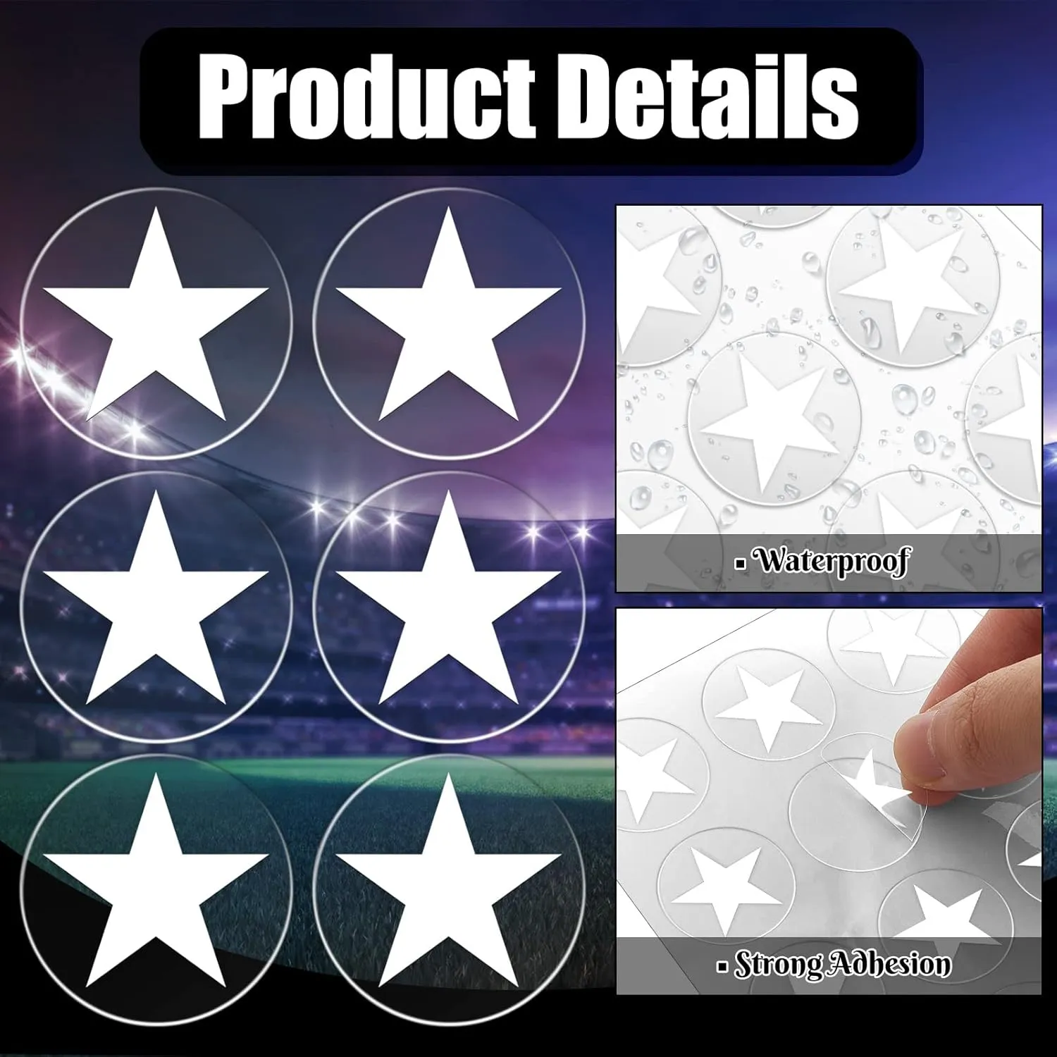 Leinuosen Star Helmet Stickers Football Baseball Helmet Decals 1-1/8 Inch Vinyl Sports Football Decals Self Adhesive Hockey Stickers for Hockey, Lacrosse, Batting