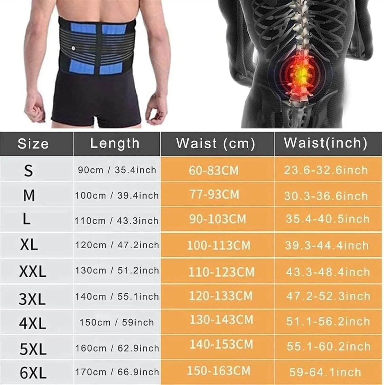 Lumbar Support Brace Orthopedic Medical Neoprene Compression Lower Back Brace Waist Hip Support Belt for Sciatica Herniated Disc Pain Relief Suitable for Sports(XL)