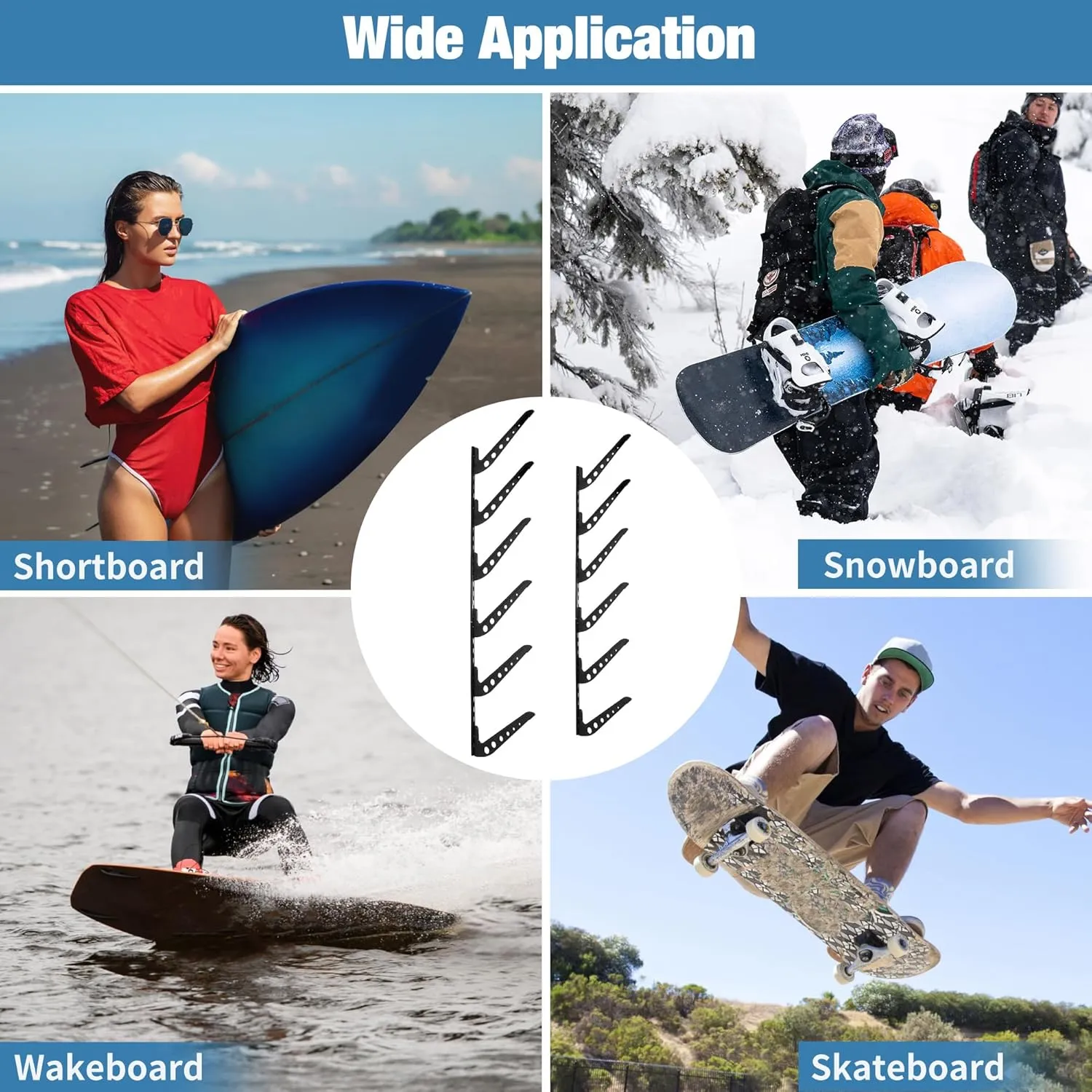 Multi Board Surf Rack Wall Mount for Surfboard, Wakeboard, Snowboard Storage, Adjustable Wall Hangers Boards Display