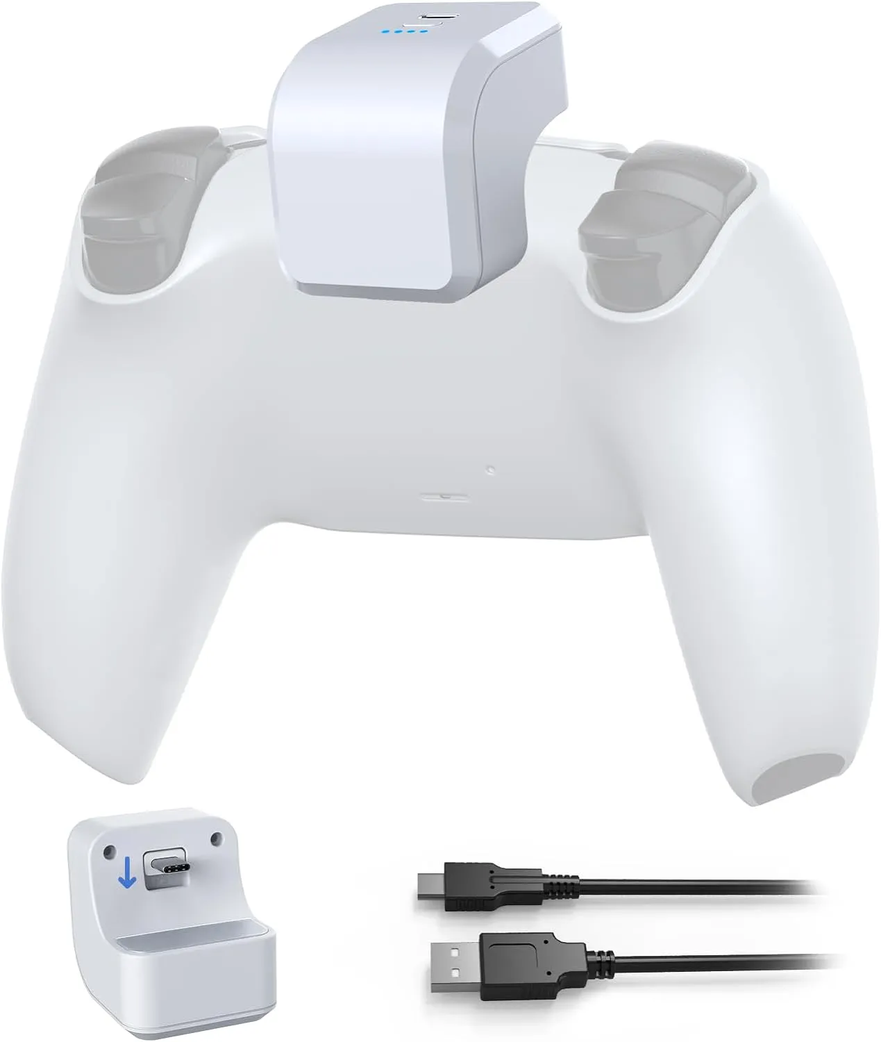 NexiGo Rechargeable Battery Pack Accessory Compatible with PS5 / Edge Controller, Play and Charge Kit for PlayStation 5 Controllers, 1600 mAh with LED Indicator & USB-C Charging Cable