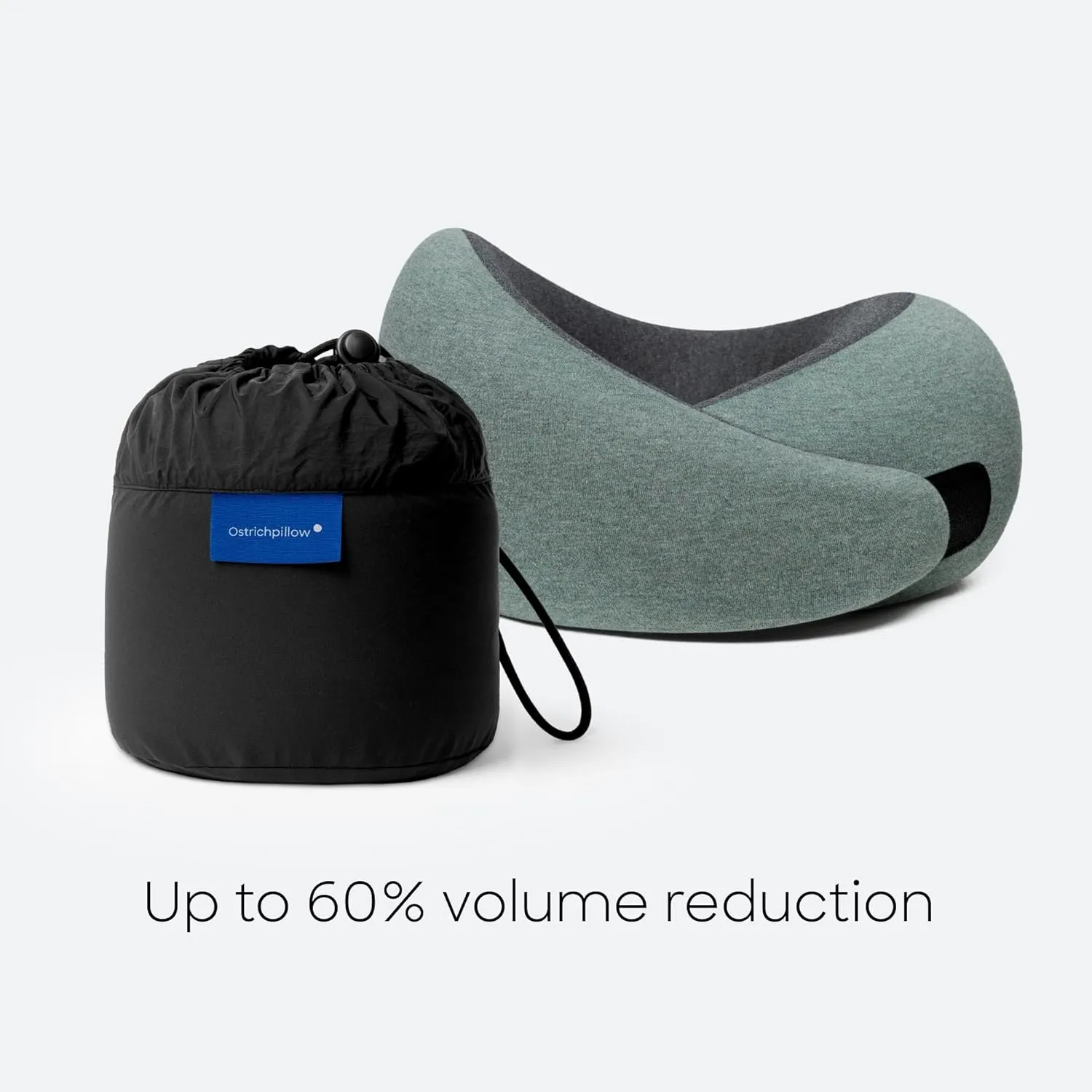 Ostrichpillow Go Neck Pillow, Travel Pillows for Airplanes, Premium Memory Foam Travel Pillow, 360 Ergonomic Design, Asymmetrical Sides, Travel Bag Included, Washable Modal Cover