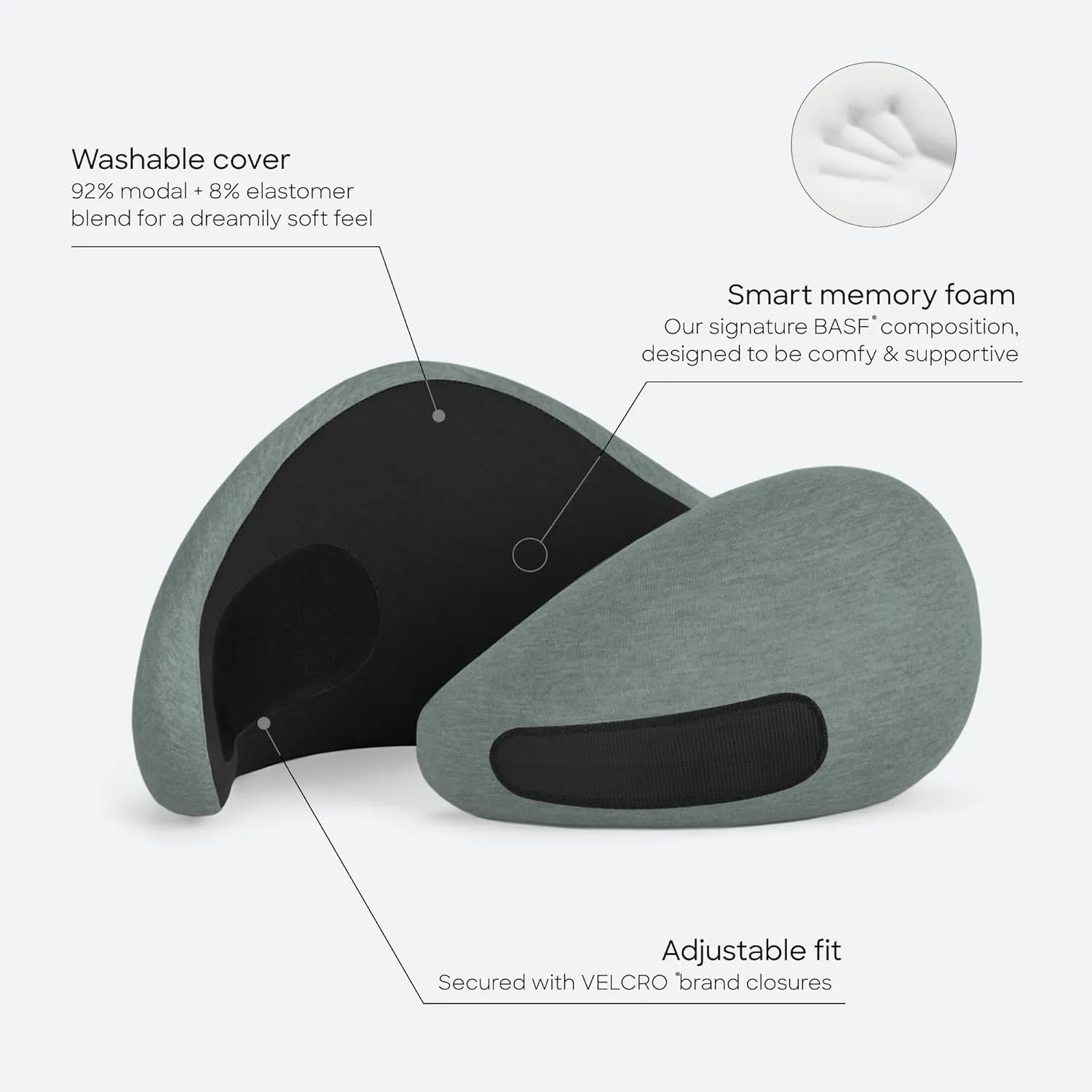 Ostrichpillow Go Neck Pillow, Travel Pillows for Airplanes, Premium Memory Foam Travel Pillow, 360 Ergonomic Design, Asymmetrical Sides, Travel Bag Included, Washable Modal Cover