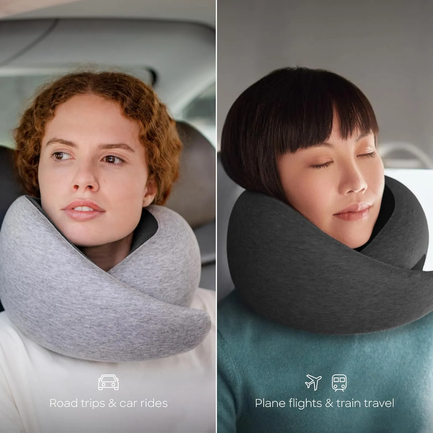 Ostrichpillow Go Neck Pillow, Travel Pillows for Airplanes, Premium Memory Foam Travel Pillow, 360 Ergonomic Design, Asymmetrical Sides, Travel Bag Included, Washable Modal Cover