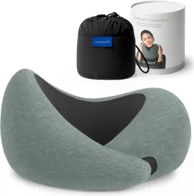 Ostrichpillow Go Neck Pillow, Travel Pillows for Airplanes, Premium Memory Foam Travel Pillow, 360 Ergonomic Design, Asymmetrical Sides, Travel Bag Included, Washable Modal Cover