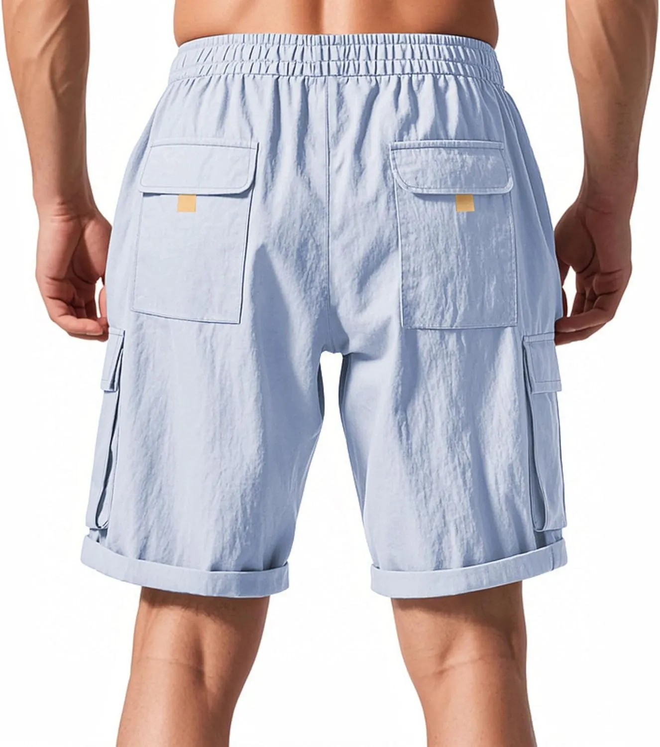 PORCLAY Cargo Shorts for Men Trendy Drawstring Elastic Waist Casual Shorts with Multi Pockets Workout Sport Outdoor