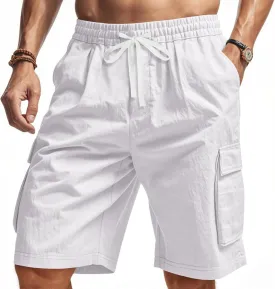 PORCLAY Cargo Shorts for Men Trendy Drawstring Elastic Waist Casual Shorts with Multi Pockets Workout Sport Outdoor