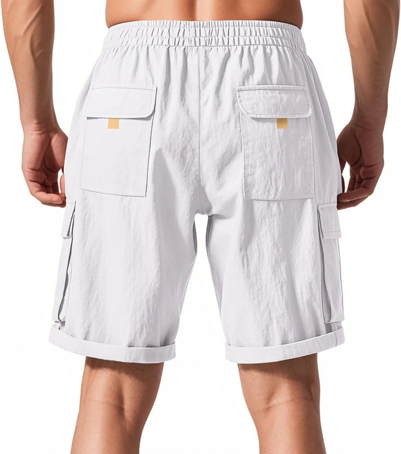 PORCLAY Cargo Shorts for Men Trendy Drawstring Elastic Waist Casual Shorts with Multi Pockets Workout Sport Outdoor
