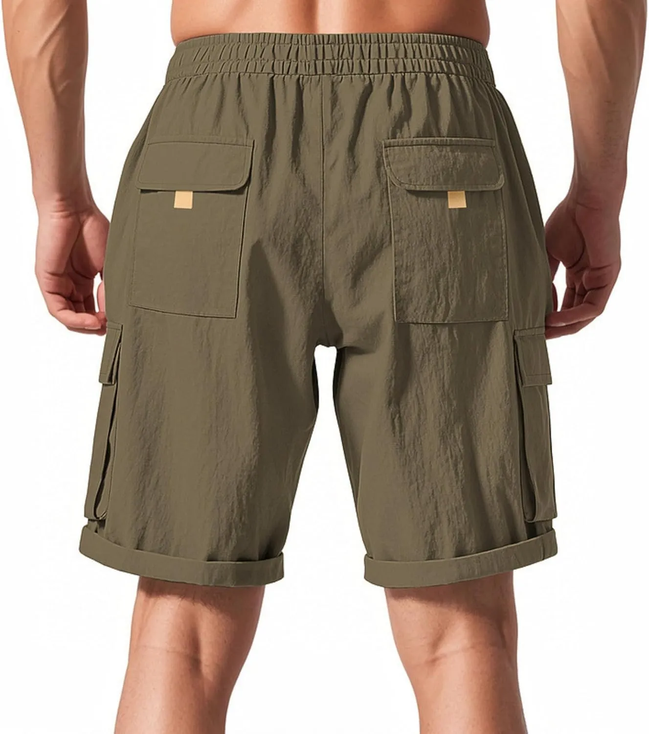 PORCLAY Cargo Shorts for Men Trendy Drawstring Elastic Waist Casual Shorts with Multi Pockets Workout Sport Outdoor