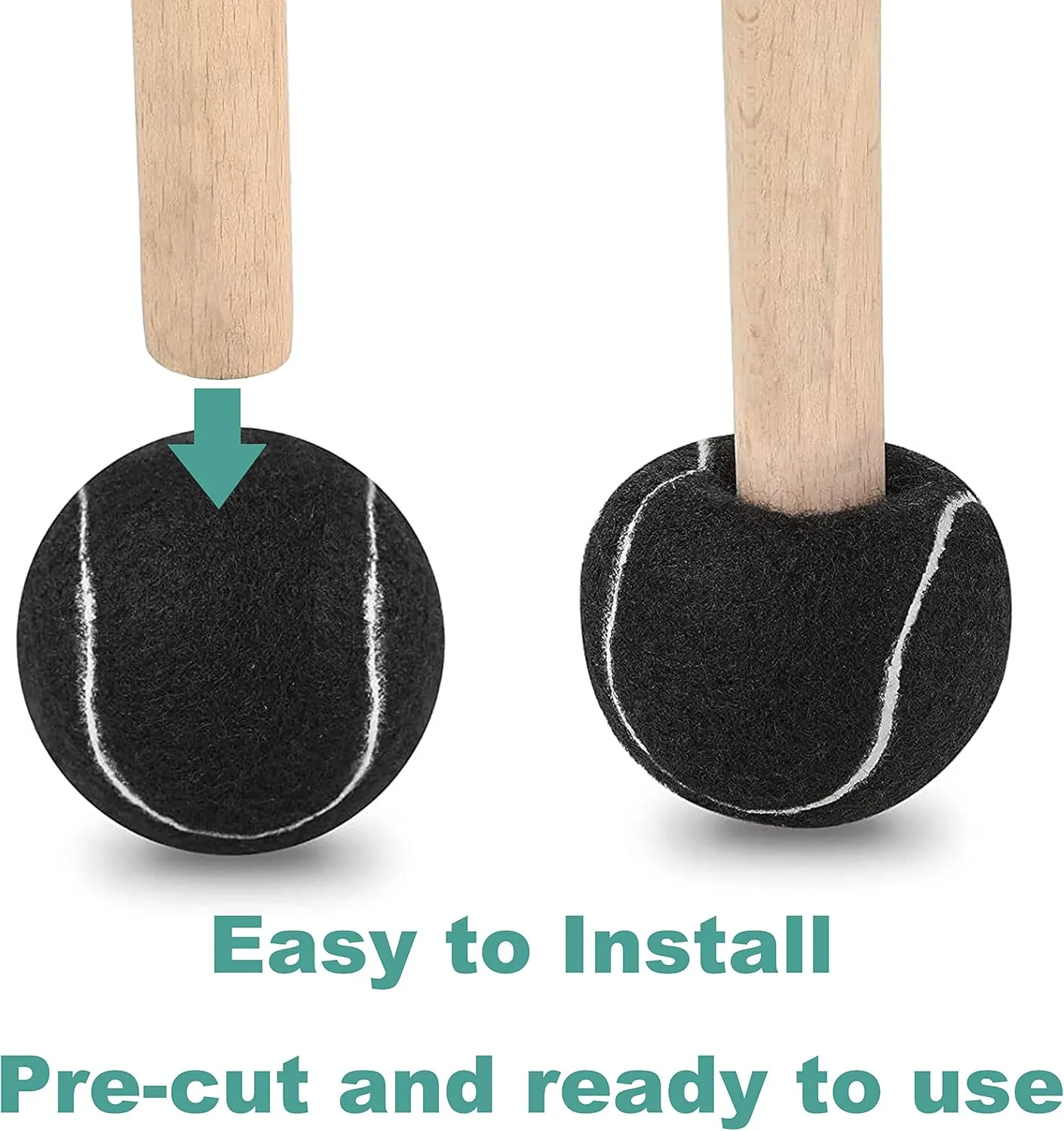 Precut Tennis Balls, 4PCS Walker Glide Balls, Heavy Duty Long Lasting Felt Pads for Furniture Legs and Floor Protection