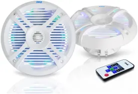Pyle 6.5 Dual Waterproof Marine Speakers - 250W Outdoor Car/Boat Radio Stereo Speakers Waterproof/Weather Proof Marine Stereo Speakers System Pair- LED Light Mount Kit Speaker Wire Grill PLMRX68LEW