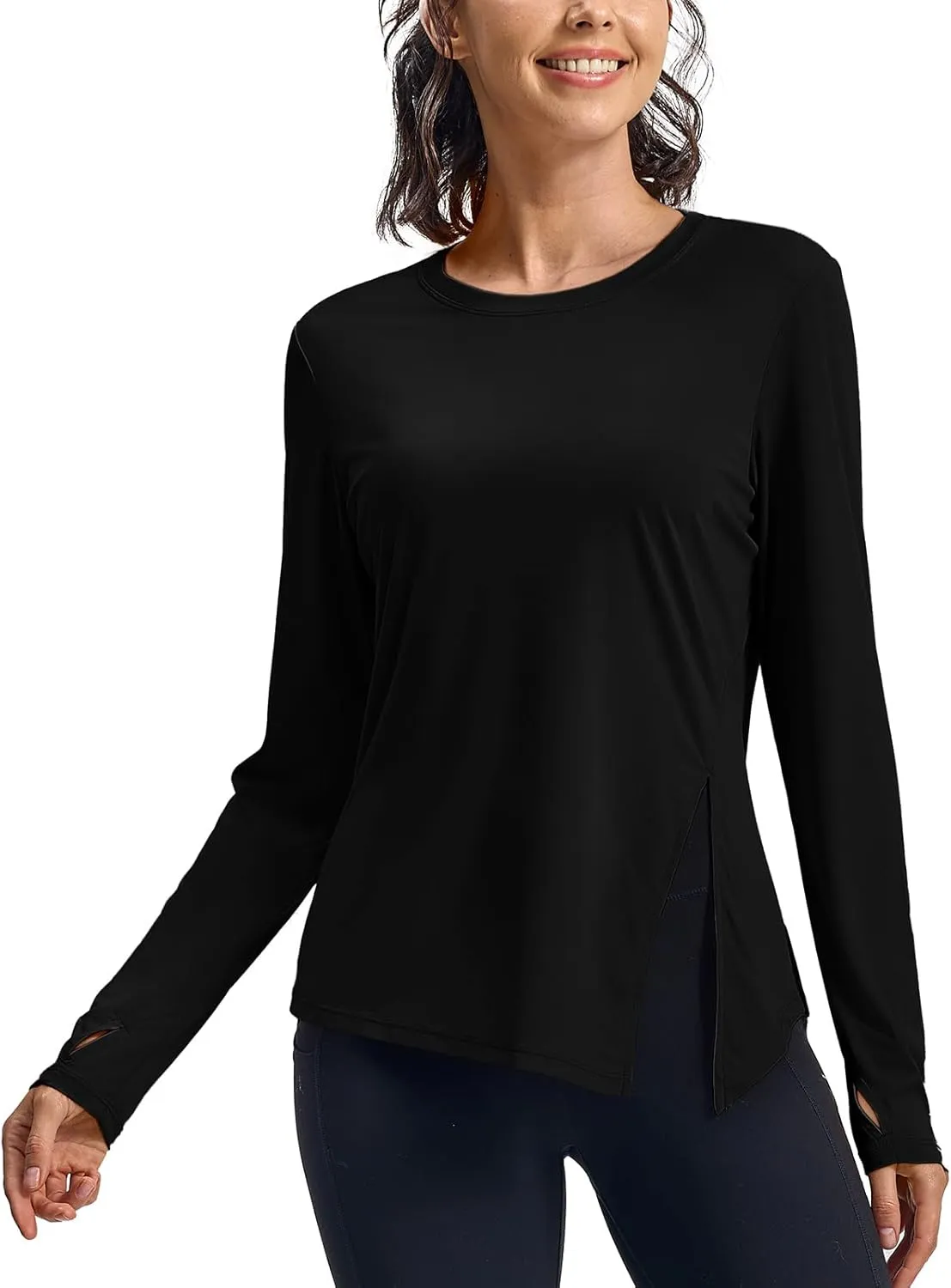 Rdruko Women's Sun Shirt Long Sleeve UPF 50  UV Rash Guard Workout Outdoor Gym Hiking Tops with Thumbholes