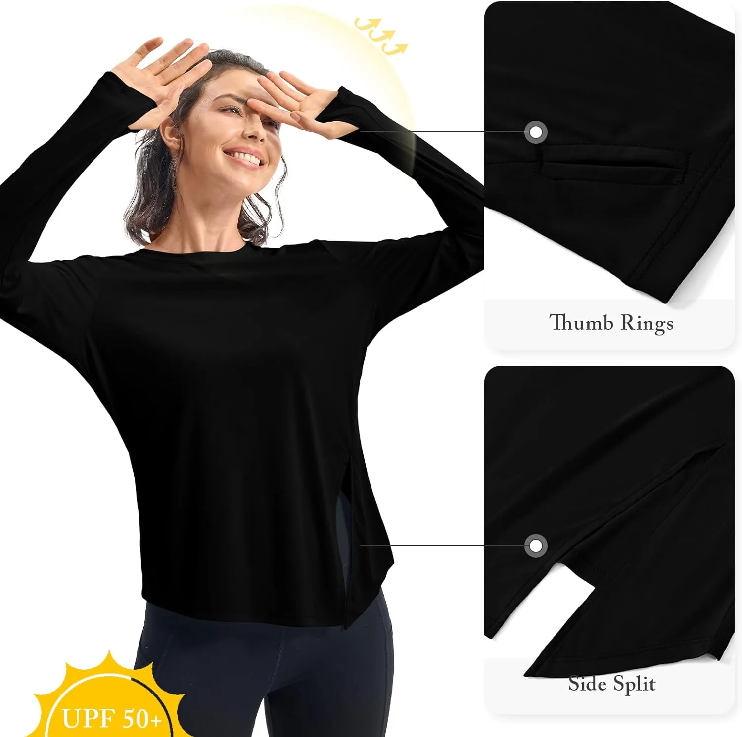 Rdruko Women's Sun Shirt Long Sleeve UPF 50  UV Rash Guard Workout Outdoor Gym Hiking Tops with Thumbholes