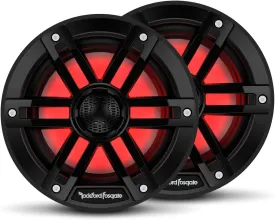 Rockford Fosgate M1-6B Color Optix 6 2-Way Coaxial Multicolor LED Lighted Marine Speakers - Black (Pair)