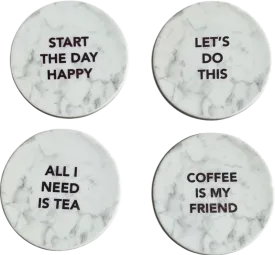 Set of 4 Grey Slogan  coasters One Size