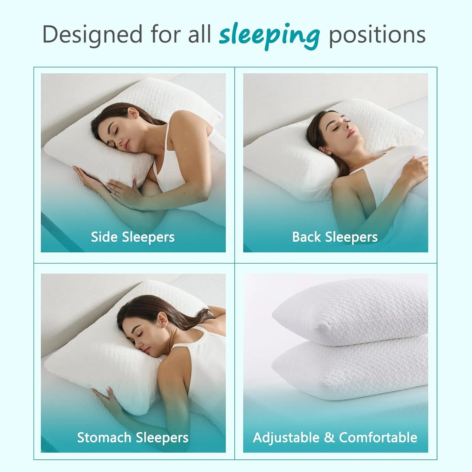 Shredded Memory Foam Pillows Cooling Bed Pillows 2 Pack, King Size Pillows Set of 2 for Sleeping, Support Soft for Side Back Stomach Sleepers, with Washable Cover, 20X36