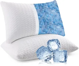 Shredded Memory Foam Pillows Cooling Bed Pillows 2 Pack, King Size Pillows Set of 2 for Sleeping, Support Soft for Side Back Stomach Sleepers, with Washable Cover, 20X36