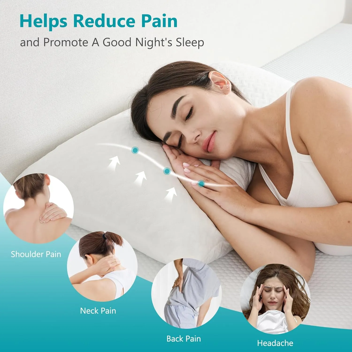 Shredded Memory Foam Pillows Cooling Bed Pillows 2 Pack, King Size Pillows Set of 2 for Sleeping, Support Soft for Side Back Stomach Sleepers, with Washable Cover, 20X36