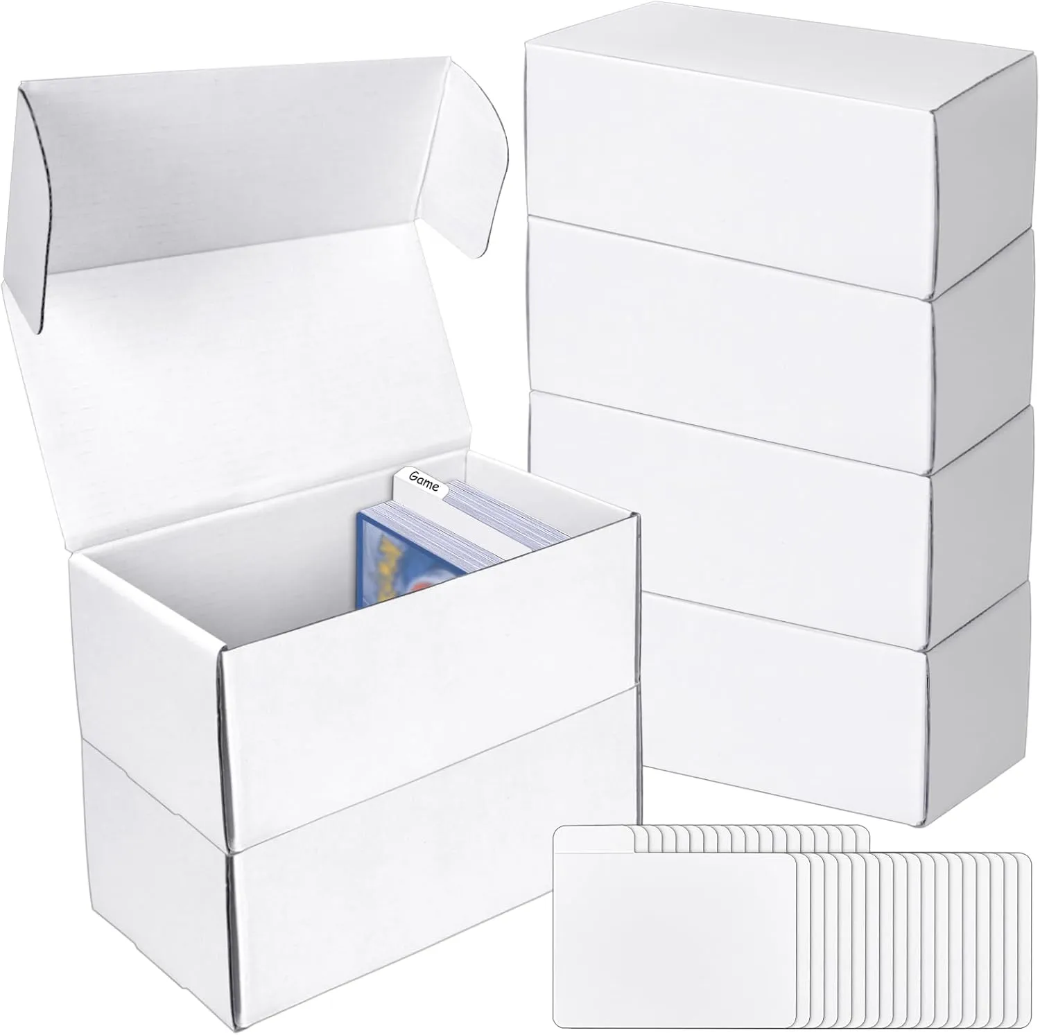 Trading Card Storage Box with Dividers, 6 Pack  400 Count Bulk Card Collection Case, Corrugated Cardboard Storage Box for Sports, TCG/Magic/Mtg Cards (Horizontal Length 7.5 Inch)