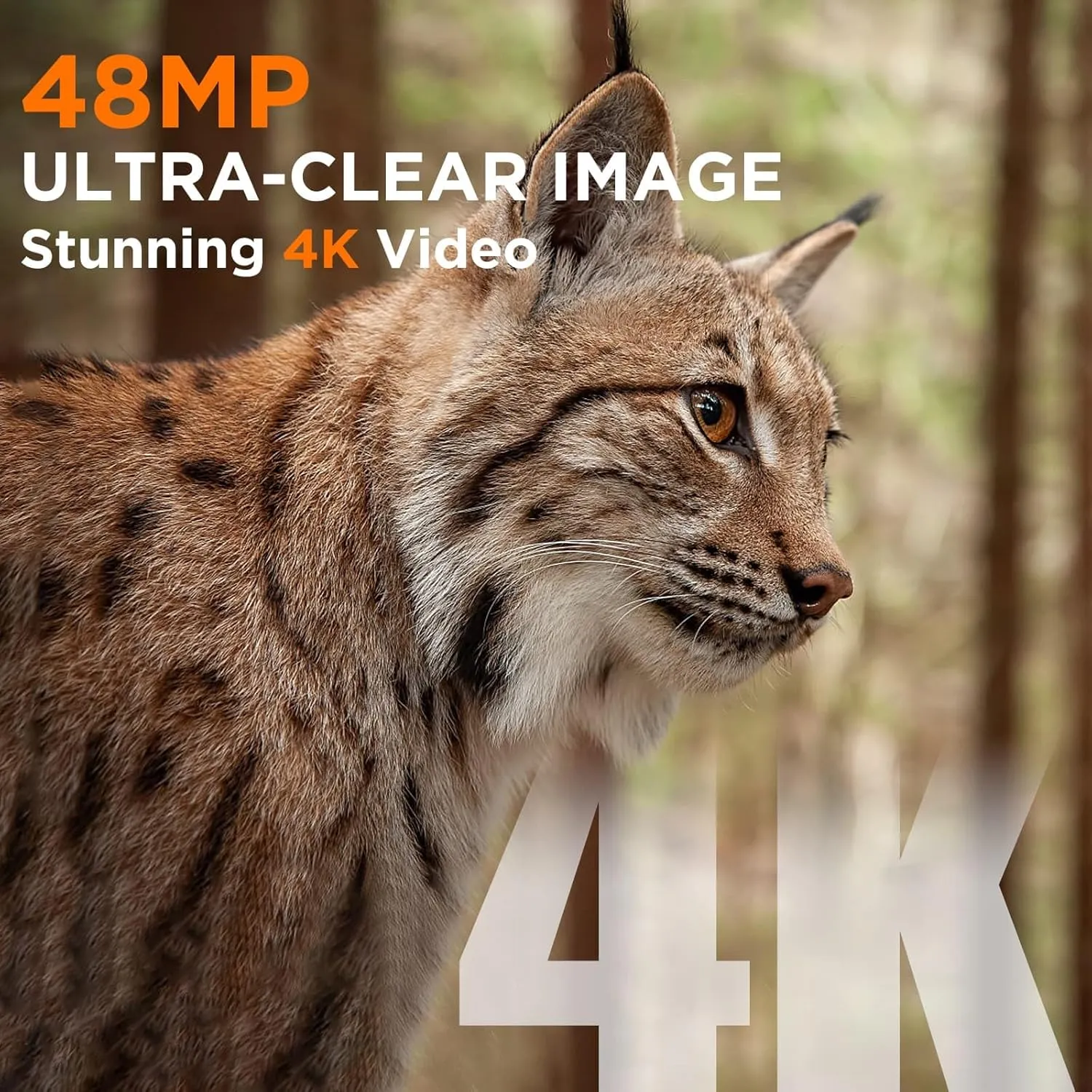 Trail Game Camera - 4K 48MP Hunting Camera with Night Vision 0.1s Trigger Motion Activated, IP66 Waterproof Deer Camera 130Wide Angle with 48pcs No Glow LEDs for Outdoor Wildlife Monitoring