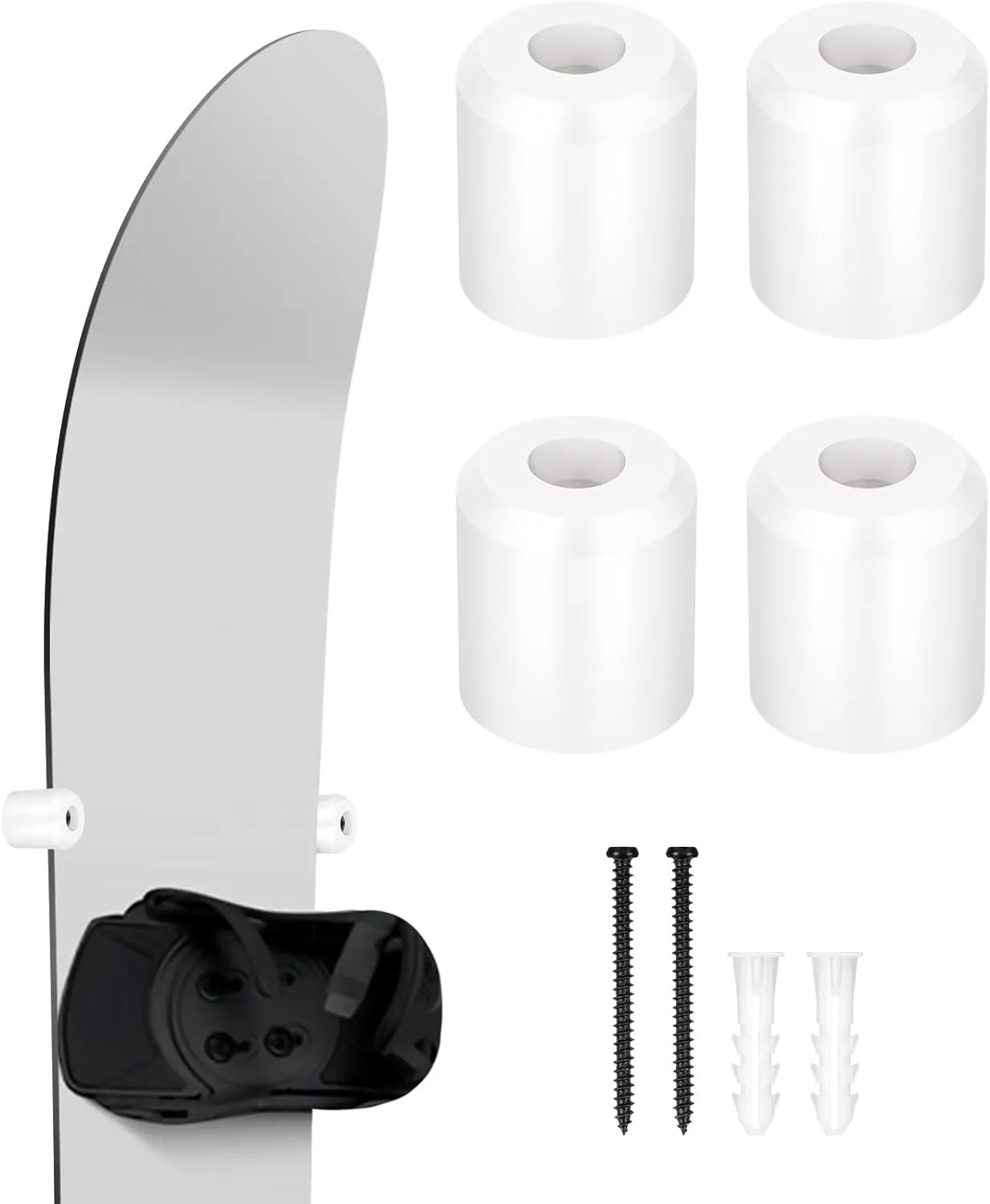 Vertical Snowboard Wall Mount Rack & Hanger - PU Rubber Snowboard Storage System, Premium Snowboarding Accessories for Boards with Bindings, Space-Saving Home & Garage Organization Display Mount