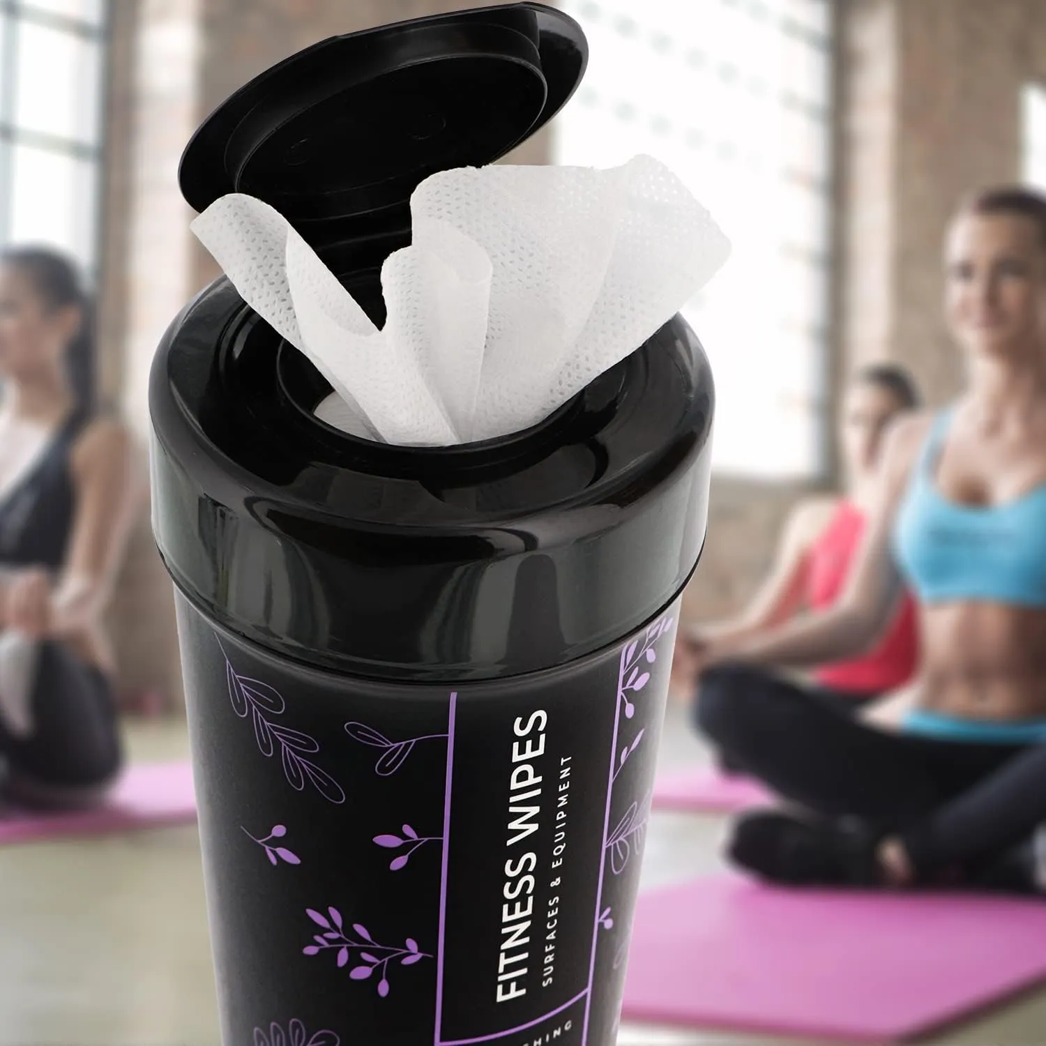 Wipex Yoga Mat Cleaner & Fitness Gym Wipes - Natural Lavender & Vinegar - 75 Count for Cleaning Yoga Mats, Spinning & Peloton Bikes, Weight Machines & Surfaces - 12 Pack Case