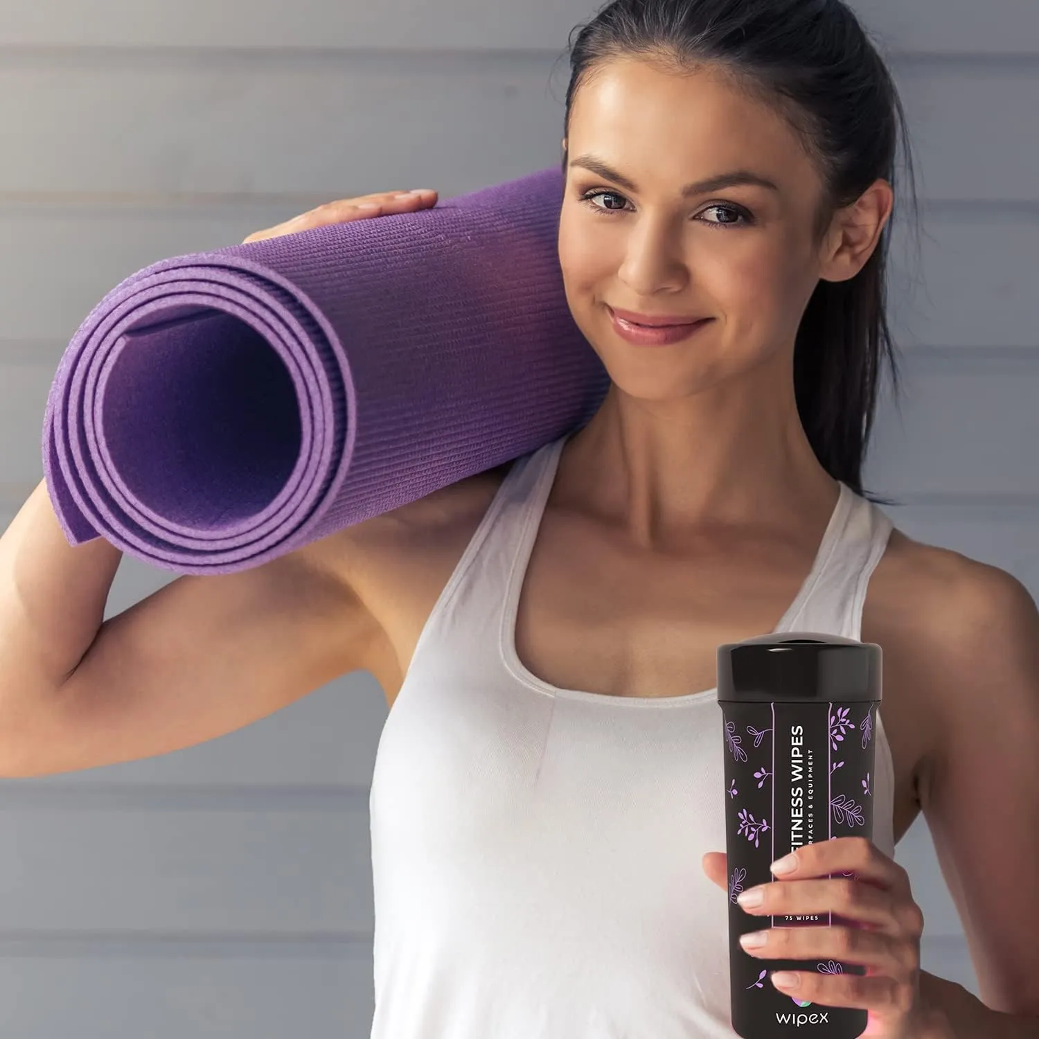 Wipex Yoga Mat Cleaner & Fitness Gym Wipes - Natural Lavender & Vinegar - 75 Count for Cleaning Yoga Mats, Spinning & Peloton Bikes, Weight Machines & Surfaces - 12 Pack Case