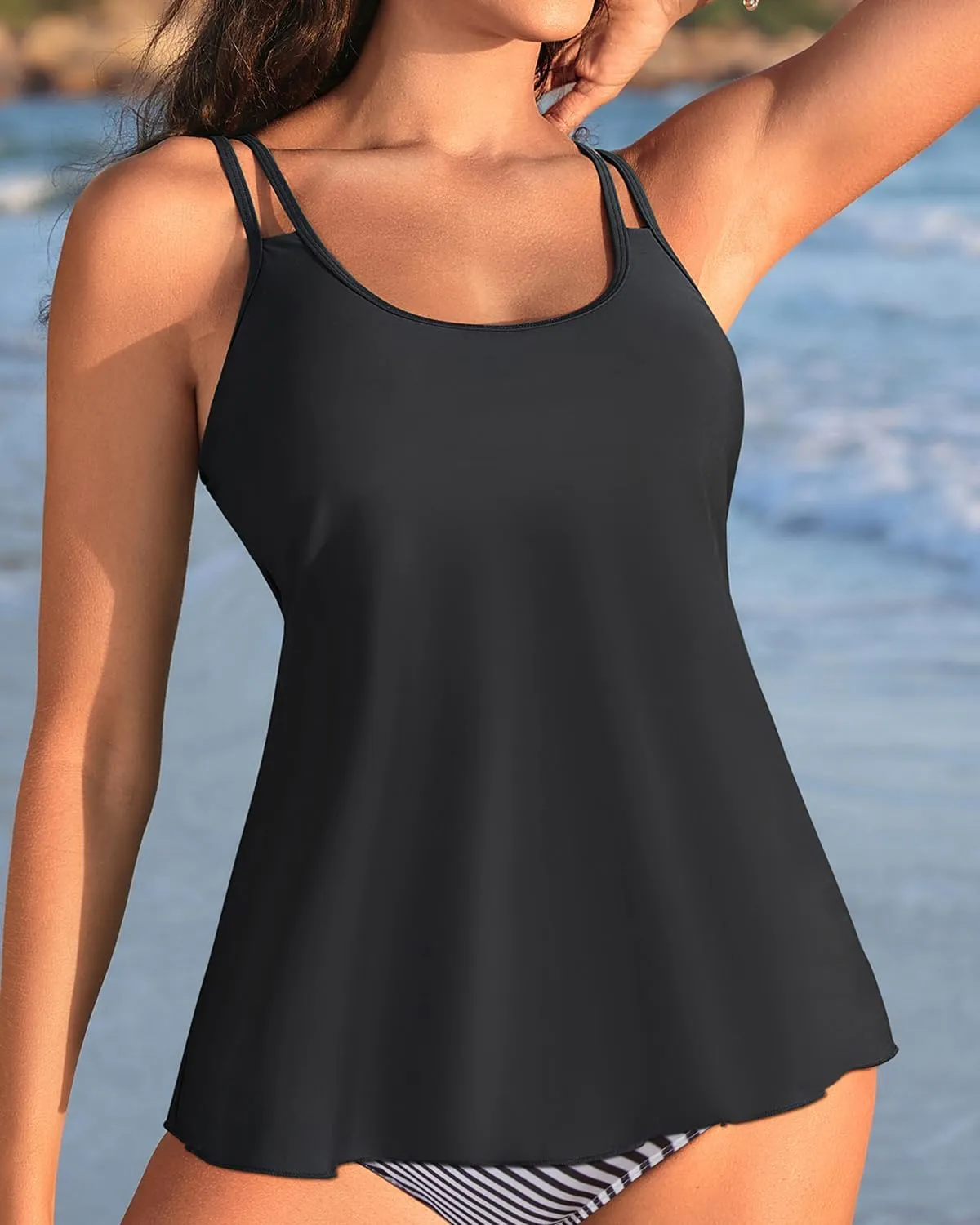 Womens Flowy Tankini Tops Only - Modest Bathing Suit Loose Fit Swimsuit Swim Tops No Bottom 2025