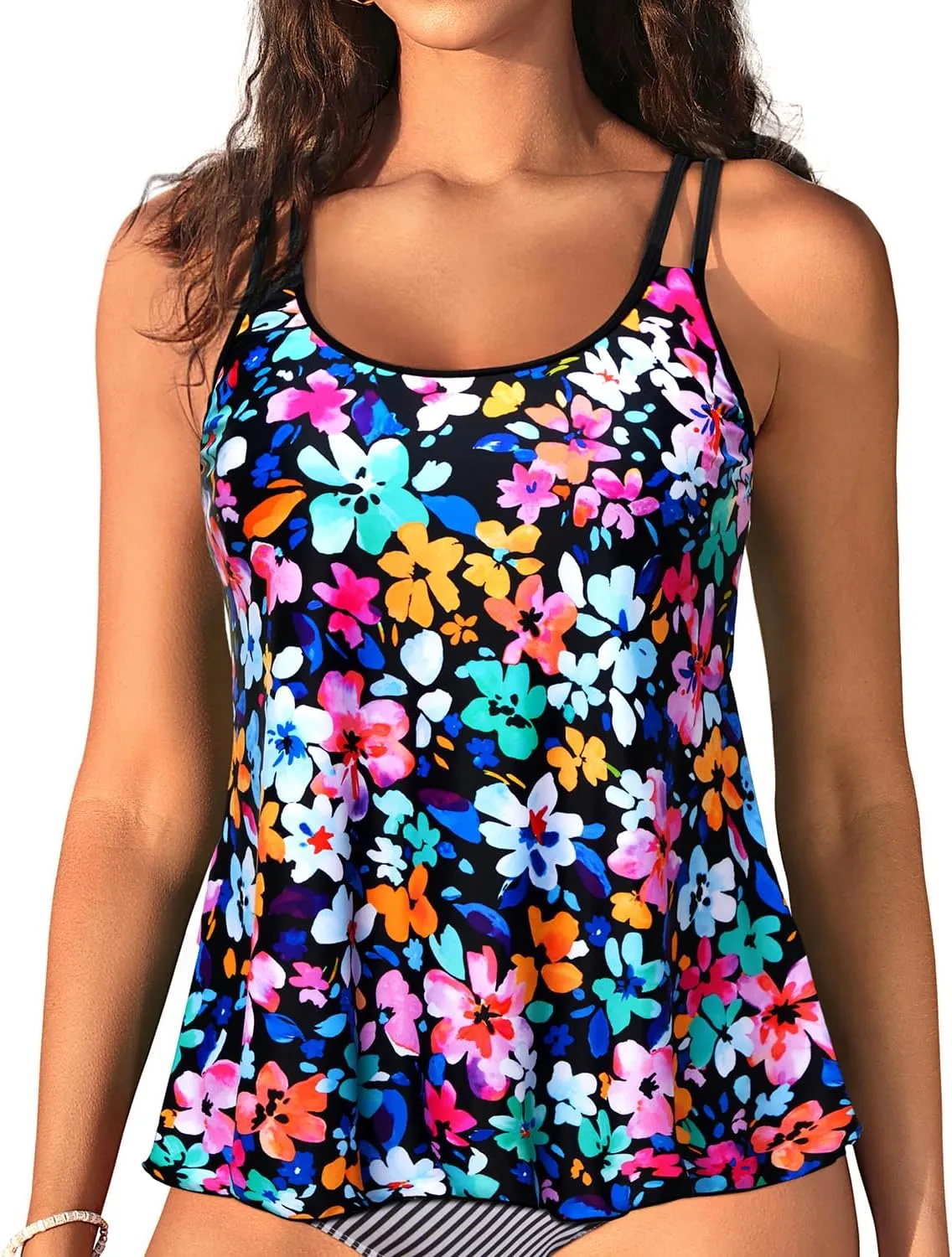 Womens Flowy Tankini Tops Only - Modest Bathing Suit Loose Fit Swimsuit Swim Tops No Bottom 2025